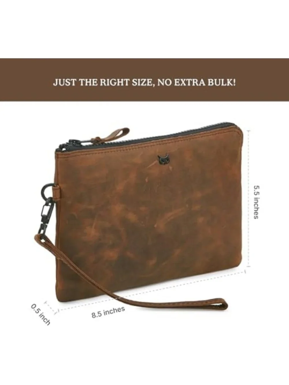 Stylish Leather Wristlet Wallet Clutch for Women with Cell Phone Slot & Card